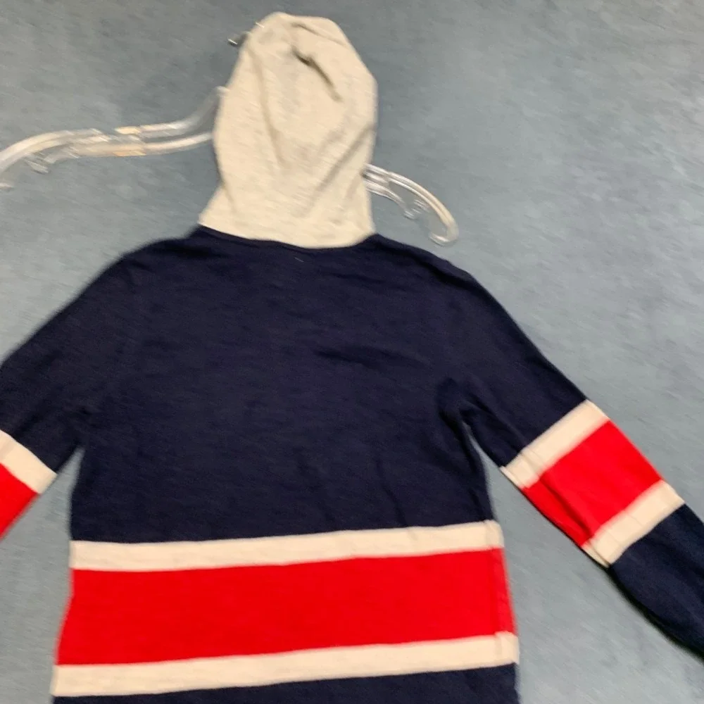 Gap Kids Hoodie Boys XS Multicolor Colorblock Henley Neck Side Slit High Low Hem